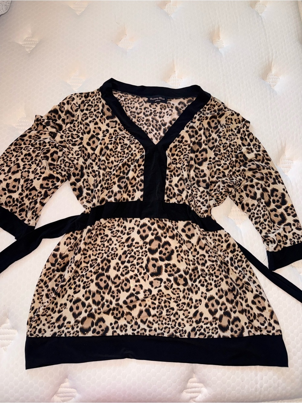 57. Leopard Print V-Neck Tunic with Black Trim